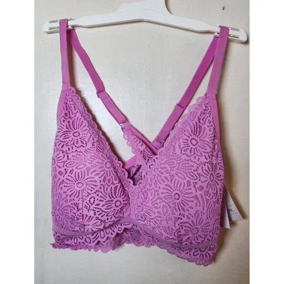 New Auden Women's Purple Lightly Line Bralette Adjustable Straps Pullover Size L - Picture 3 of 5